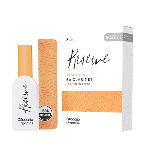 D'Addario Organic Reserve Evolution Bb Clarinet Reeds - Reeds for Clarinet - Individually Sealed - 3.5 Strength, 10 Pack