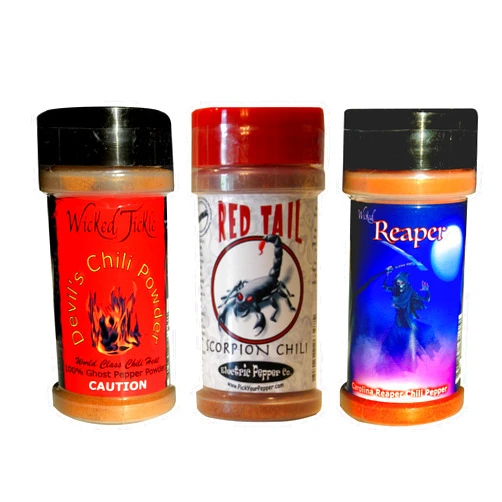 Wicked Reaper Spice Gift Set Carolina Reaper Chili Powder Ghost Pepper Scorpion Powder 3 Pack