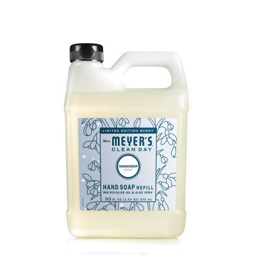 MRS. MEYER'S CLEAN DAY Liquid Hand Soap Refill, Snowdrop Scent, 33 Ounce Bottle