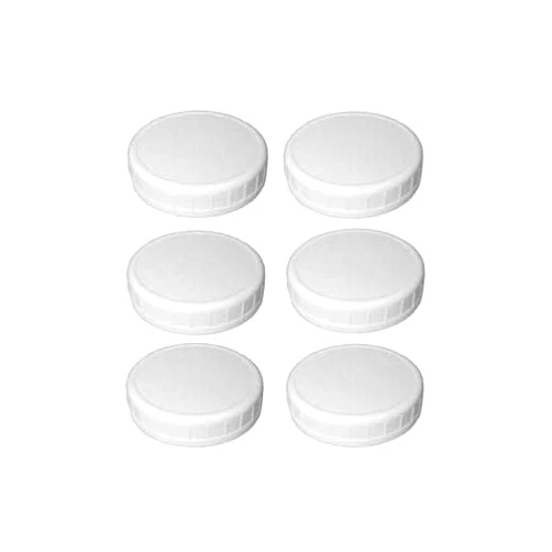 Sunshine Mason Co. Regular Mouth Mason Jar Plastic Storage Caps 6 Pieces, White