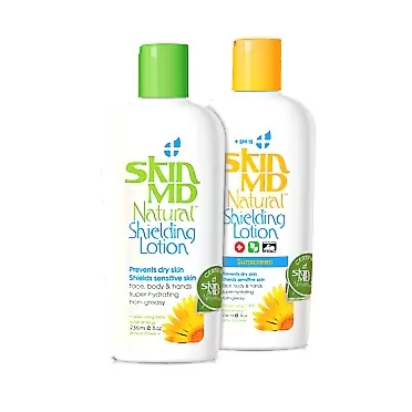 Skin MD Natural Shielding Lotion for the Face, Body & Hands 8oz + SPF 15-2 Pack - Helps with Eczema & Psoriasis! The natural dry skin remedy to the things that dry your skin