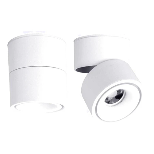 Yodaba LED Indoor Ceiling Spotlight 360°Adjustable -Surface Mounted COB Lighting-10W LED Warm White Light 3000K/Cool White 6000K Ceiling Downlight -Aluminum Wall Lamp/Wall Swivel Lamp(White,3000K Warm White)