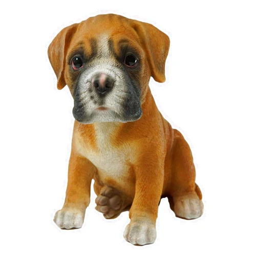 Ebros Gift Ebros Lifelike Adorable Sitting Fawn Boxer Puppy Dog Figurine with Glass Eyes 6