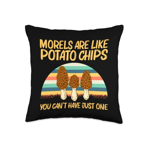 Funny Morel Gift Penny Bun Vegetable Fan Clothing Cute Design for Men Women Morel Mushroom Fungi Hunter Throw Pillow, 16x16, Multicolor