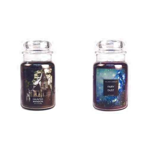 Village Candle Haunted Mansion and Fairy Dust Large Glass Apothecary Jar Scented Candles