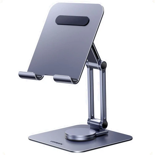 UGREEN Tablet Stand for Desk Swivel with 360° Rotating Base Tablet Holder Aluminum Portable Stand Adjustable Home Office Accessories Compatible with iPad Pro 11 Air Mini 6 5 Grey