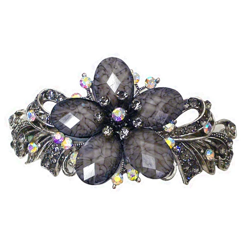 Jcgy Large Barrette Sparkly Crystals Colorful Beads Thick Hair Hairclip for Women 0052coolGray