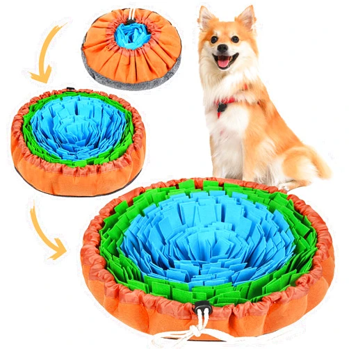 Vivifying Snuffle Mat for Dogs, Adjustable Dog Treats Feeding Mat for Slow Eating and Keep Busy, Interactive Dog Puzzle Toys Encourages Natural Foraging Skills and Smell Training (Blue Green)
