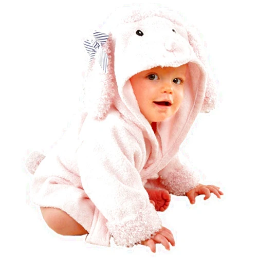 SZCQ Baby Girl Bathrobes Wash Waddle Pink Dog Hooded Robe Girls bath robe towel Terry Cotton Ultra Absorbent