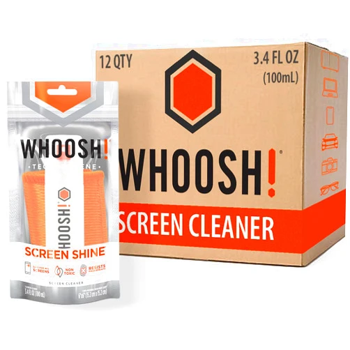 WHOOSH! Screen Cleaner Spray and Wipe [Set of 12] 3.4 fl oz + 1 Microfiber Cloth Wipes - Travel Size Electronic Cleaner for Car, Computer, Laptop, iPad, MacBook, Phone, Eyeglass - Lens Cleaner Kit