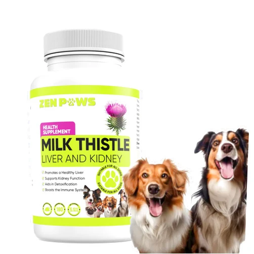 Zenpaws Milk Thistle for Dogs - 180 Chewable Tablets - Canine Liver and Kidney Support Supplement for Dogs - Detox for Dogs - Liver Supplement for Dogs, 800 mg