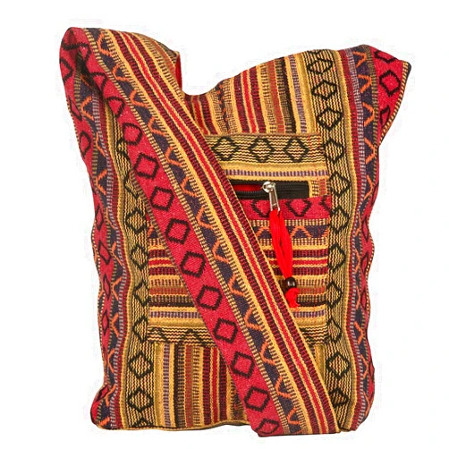 Tribe Azure Fair Trade Tribe Azure Red Hobo Messenger Shoulder Bag Large Roomy School Sling Travel Camping Beach Cross body
