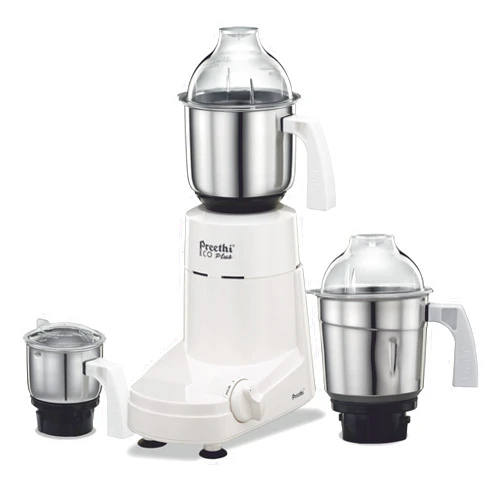 Preethi Eco Plus Mixer Grinder, White, 3 Jar