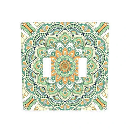 SODENK Mandala Boho Double Light Switch Cover Plates Decor 2 Gang Wall Plate Double Toggle Lightswitch Cover