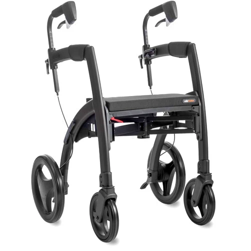 Rollz Motion Rhythm Matt Black - Walker for Parkinson’s - Rollator Walker with Seat - Multiple Customizable Cues with Laser - Modern Design