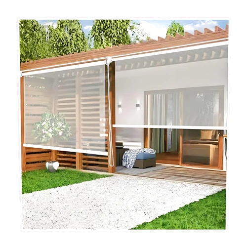 Generic Clear Roll Up Patio Curtains Outdoor Heavy-Duty Windproof & Waterproof PVC Panels Roller Shade Insulated Vinyl Cover for Window Door Garage Cordless All-Weather Protection(16