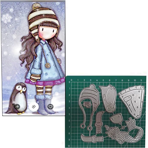 IDeeyu Cut Dies Little Girl Metal Die Cuts for Card Making Cutting Small Girl Die Cut Embossing Stencils for DIY Scrapbooking Album Photo Paper Crafts Decor