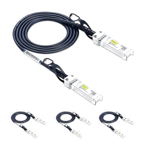 10Gtek SFP+ DAC Twinax Cable, 10G SFP+ to SFP+ Direct Attach Copper Patch Passive Cable for Cisco SFP-H10GB-CU0.5M, Ubiquiti UniFi UC-DAC-SFP+, TP-Link TL-SM5220-0.5M and More, 0.5-Meter, 4-Pack