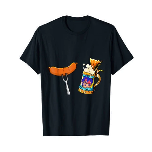 Oktoberfest German Bavarian Costume Gift Oktoberfest Party Funny Hat Bratwurst Beer Stein German Food T-Shirt