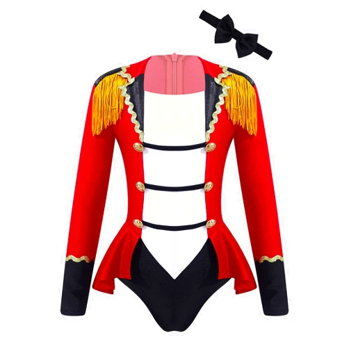 Yihuimin Girls Ringmaster Circus Show Long Sleeve Tassel Cap Tailcoat Gymnastics Leotard with Bowknot