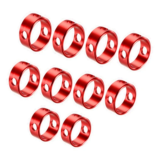 MECCANIXITY Ring Rope Tensioner, Aluminum 4.5mm 3 Hole Tent Rope Adjuster for Outdoor Camping Canopy Travel, Red Pack of 10