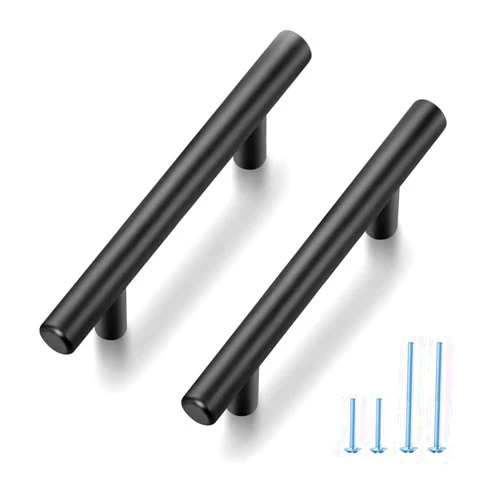 JOY DECOR 30 Pack 5 Inch Cabinet Pulls Kitchen Cabinet Handles with 3 Inch Hole Center Matte Black Cabinet Hardware Stainless Steel Kitchen Drawer Pulls for Cabinets Cupboard, 76mm Hole Centers