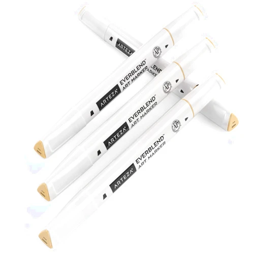 ARTEZA EverBlend Art Markers Rain Gray A633 (Set of 4), Alcohol Based Sketch Markers with Dual Tips (Fine and Broad Chisel) for Painting, Coloring, Sketching and Drawing