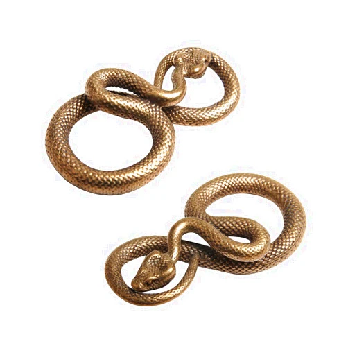 Comimark 2 pcs Copper Bronze Handmade Snake Statue Figure Keychain Pendant Gift Home Decoration