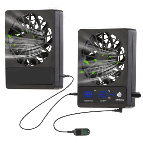 RUNWUSHENG Speed Adjustable Ventilation Fan for Reptile Enclosure, 2 Sets， Dehumidifier for Rainforest Terrarium Vivarium, Improving Air Circulation for Amphibians, Reptiles, and Snakes