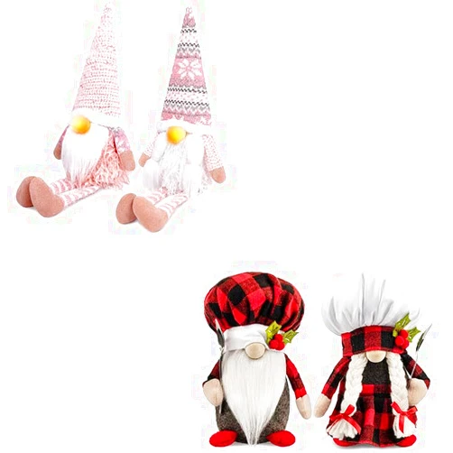 D-FantiX Pink Christmas Valentine Gnomes Decorations & Christmas Chef Gnomes Plush