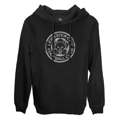 1863FC Leicester City FC Mono Badge Fleece Pullover Hoodie - Black