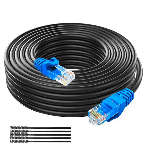 VEECOH Cat6 Ethernet Cable 25Ft Cat6 Outdoor&Indoor Heavy Duty Direct Burial Patch Cable with 25 Cable Ties