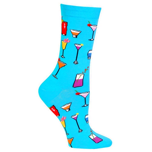 Hot Sox Women's Fun Cocktail Drinks Crew Socks-1 Pair Pack-Happy Hour Cool & Funny Gifts