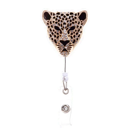 BlingtoTooth Fashion Sexy Leopard Crystal Neck Lanyard,Exclusive Retractable Bling ID Name Badge Holder,Rhinestone Work Badge Reel Clip