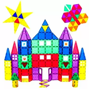 Playmags 100-Piece Colorful Tile Set, Unique Award-Winning Magnetic Building Tiles for Kids, Creativity and Educational Building Toys for Children, STEM Approved Top Selling 100 PC Set
