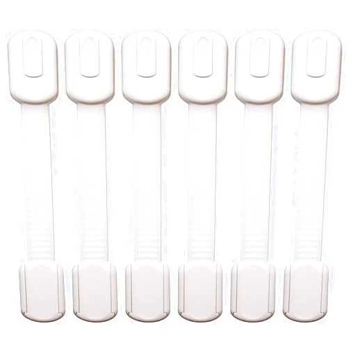Oxlay Baby Proofing Safety Cabinet Locks - Child Proof Latches for Drawer Cupboard Dresser Doors Closet Oven Refrigerator - Adjustable Childproof Straps by Oxlay - White - 6 Pack