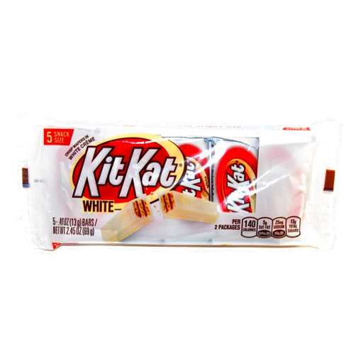 Kit Kat Hershey (1) Pack Kit Kat White - Crisp Wafers in White Creme - 5pc Individually Wrapped Snack Size Halloween Candy Bars - Net Wt. 2.45 oz