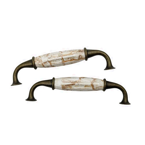DIY Decor Hub DIY Décor Hub-Set of 12 Antique Brass Ceramic Pumpkin Handles with Brown Marble Finish