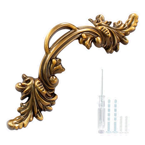 Biaungdo 6 Pcs Vintage Cabinet Pulls Handles, Shabby Chic Drawer Handles European Style Dresser Pulls Vintage Antique Furniture Handles for Dresser Drawer(2-1/2 Inch Hole Center, Bronze)