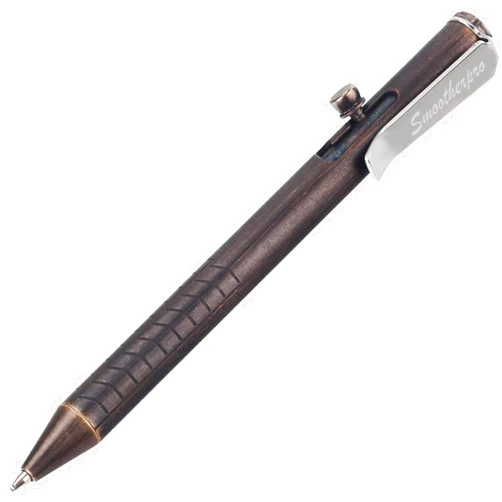 SMOOTHERPRO Solid Brass Bolt Action Pen Compatible with Fisher Space SPR Refill Weight Balanced for Tremor Parkinson Arthritic Signature Retro Black (FSR010)