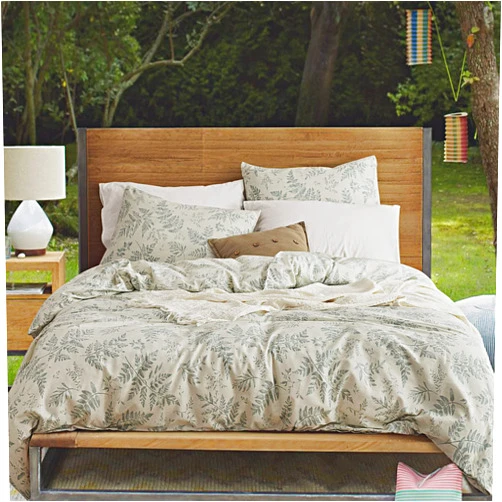 ECOCOTT 3 Pieces Duvet Cover Set with Vintage Green Leaves Pattern 100% Natural Cotton Cozy Simple Style Bedding Set (Queen Size)
