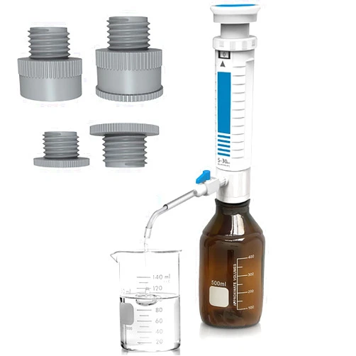 ZILOOK Bottle-Top Dispenser, Sleeve-Type Filling Bottle, With Safety Valve/Reagent Bottle, Adjustable Quantitative Dosing Device, Laboratory Scientific Research Tool,2-10ML