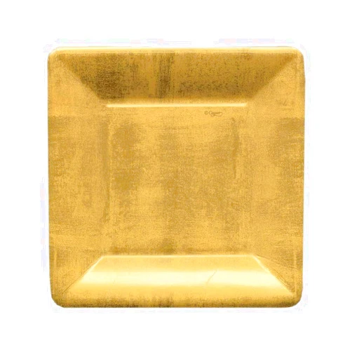 Caspari Gold Leaf Square Paper Salad & Dessert Plates - 16 Count