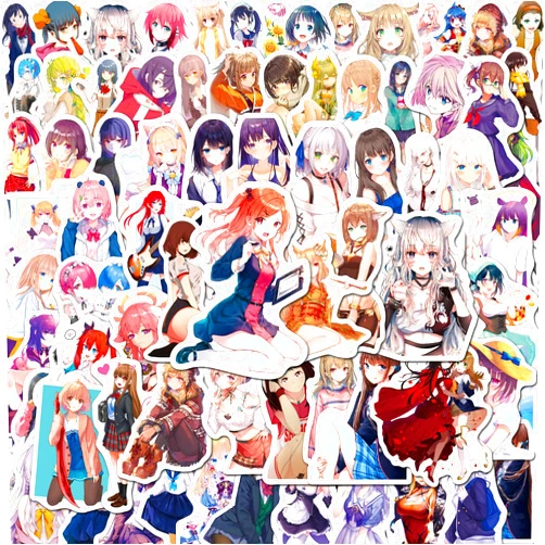 OUGERKID 200Pcs Sexy Anime Girl Stickers for Water Bottles Waterproof Kawaii Hot Girl Stickers for Teens Cartoon Sexy Lady Decals for Laptop Hydroflask Scrapbooking Journaling