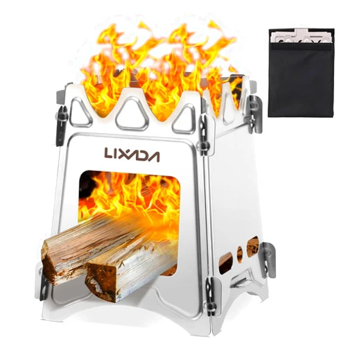 Lixada Camping Stove Wood Burning Stoves Portable Backpacking Stove Stainless Steel Alcohol Stove for Outdoor Camping Hiking Backpacking Picnic BBQ