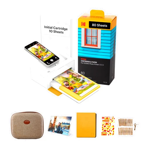 KODAK Dock Plus 4Pass Instant Photo Printer (4x6 inches) + 90 Sheets Gift Bundle