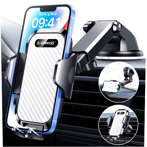 VANMASS 【2024 Newest & Strongest】Military-Grade VANMASS Car Phone Holder Mount【Over 60LBS Suction】 Dashboard Cell Stand Windshield Hook Vent Truck Automobile Cradles for iPhone 15 14 Pro Max 13 12 11 Samsung