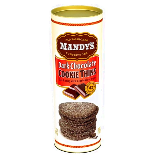 Mandy's - Dark Chocolate Cookie Thins - Box Contains 42 Cookies, 4.6 Ounce.