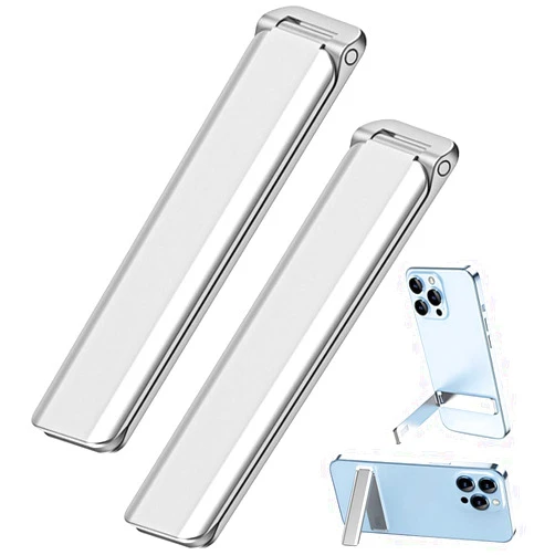 Kinizuxi Cell Phone Kickstand 2Packs, Vertical and Horizontal Aluminum Phone Stand for Desk,Adjustable Phone Holder Stand for Desk Compatible with iPhone,Samsung, iPad, Tablets and More-Silver