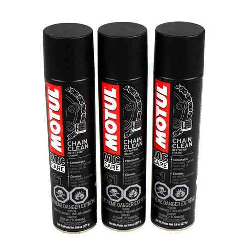 Motul 103243 C1 Chain Clean O, X & Z-Ring Compatible 400mL/9.8 Fl oz Can 3 Pack